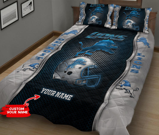 Detroit Lions Personalized Quilt Set BG153