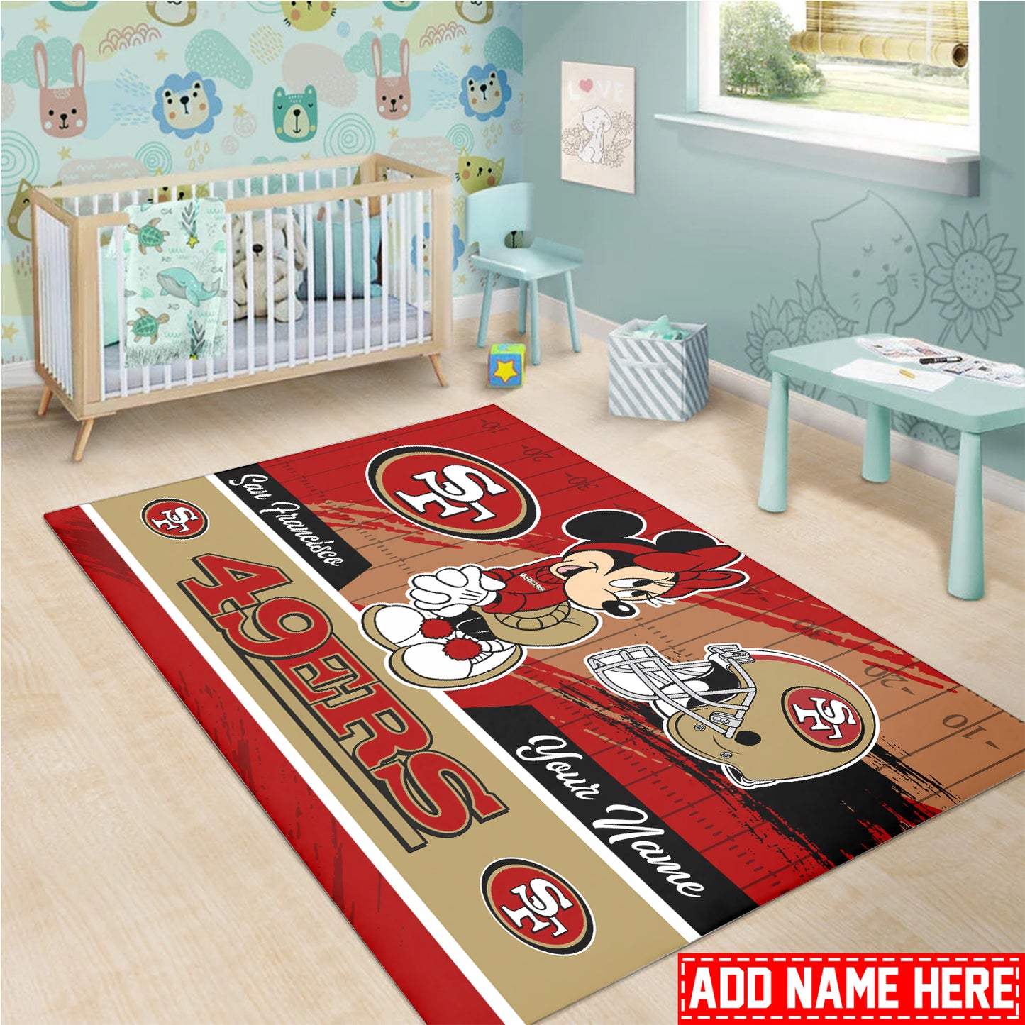 San Francisco 49ers Personalized Rectangle Rug BGRERUG099