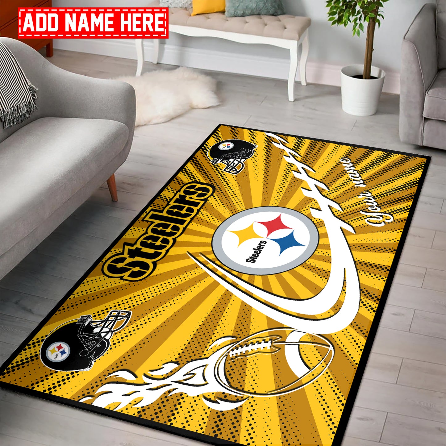 Pittsburgh Steelers Personalized Rectangle Rug BGRERUG107