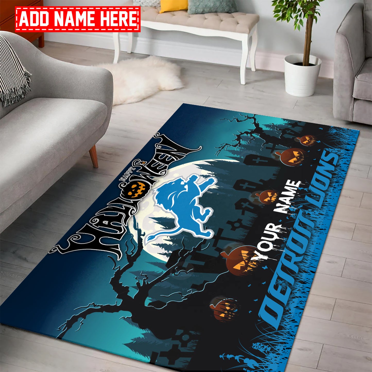 Detroit Lions Personalized Rectangle Rug BGRERUG110