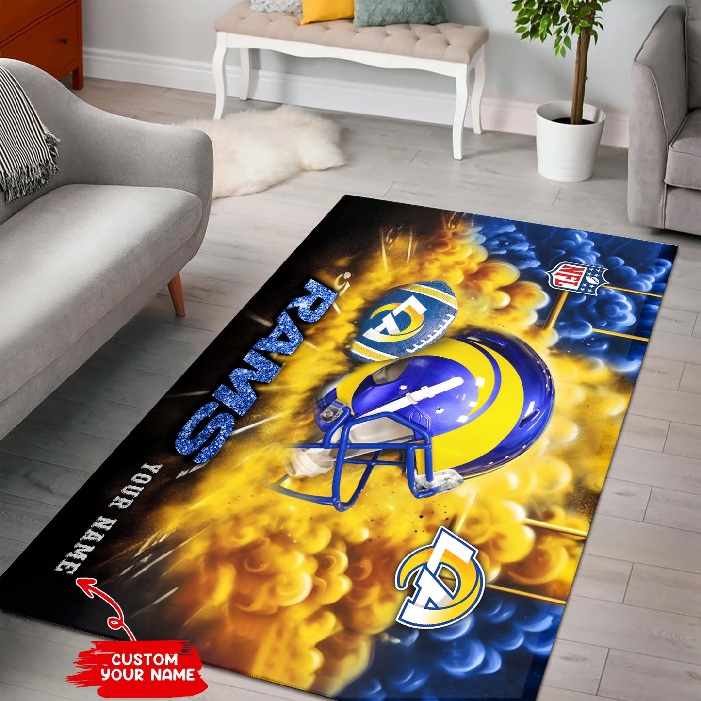 Los Angeles Rams Personalized Rectangle Rug BGRERUG112