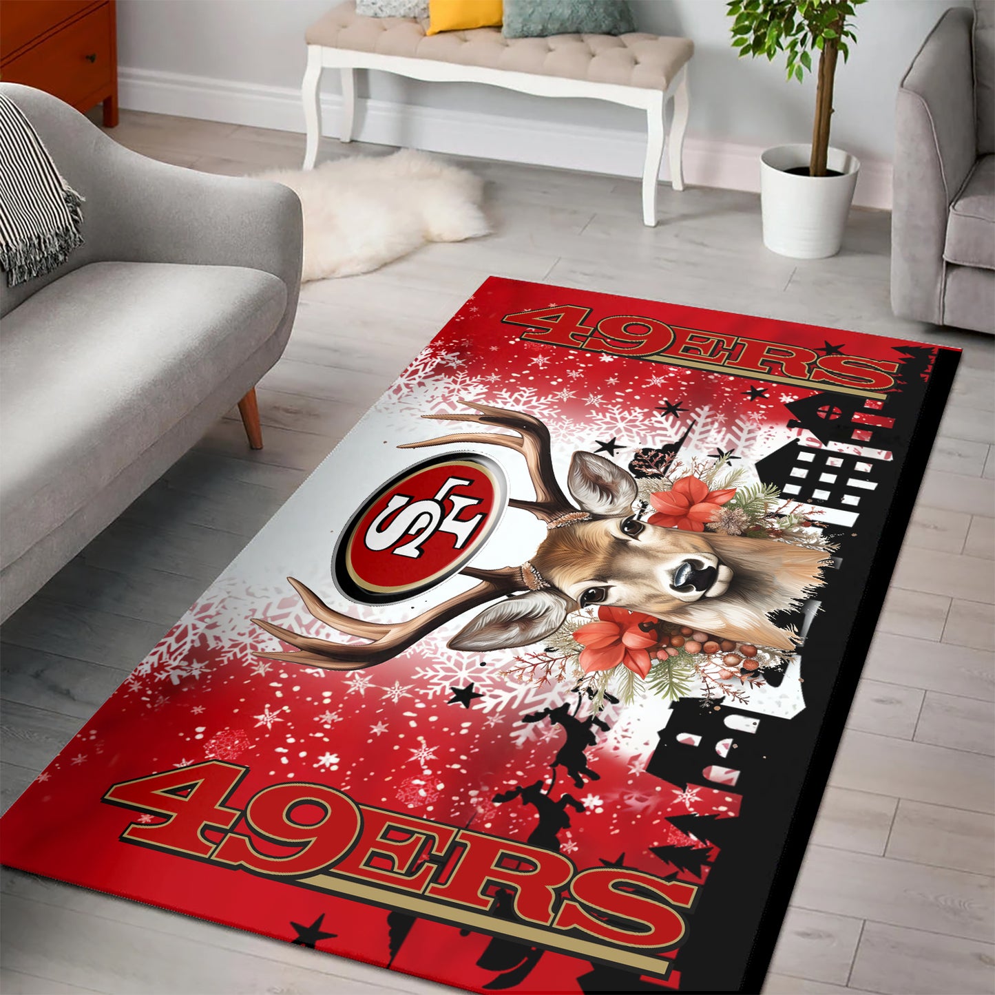 San Francisco 49ers Christmas Rectangle Rug BGRERUG115