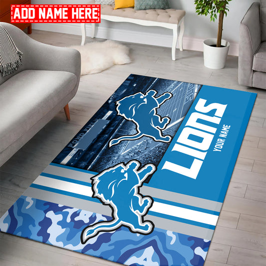 Detroit Lions Personalized Rectangle Rug BGRERUG189