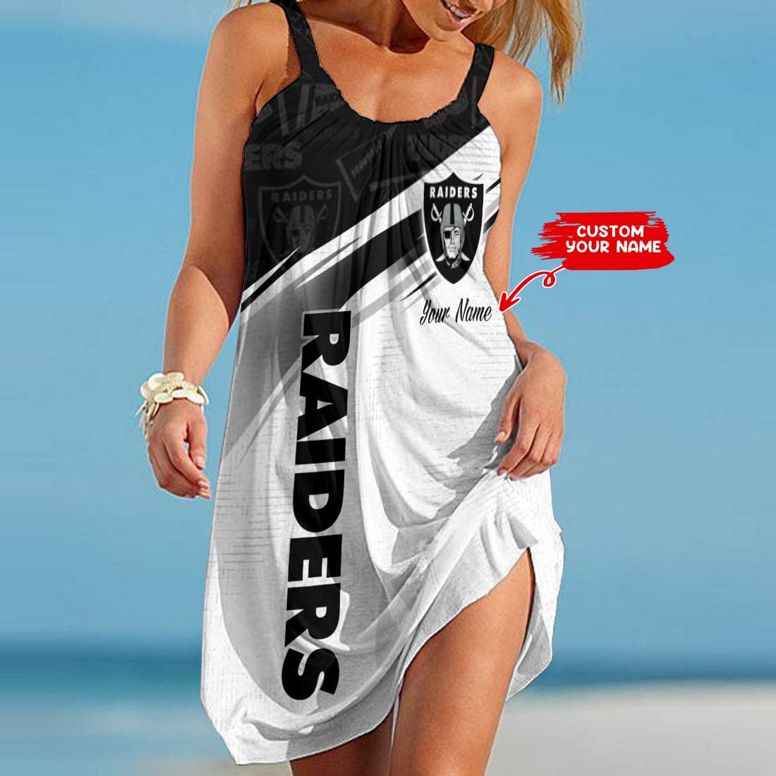 Las Vegas Raiders Personalized Beach Dress BG228