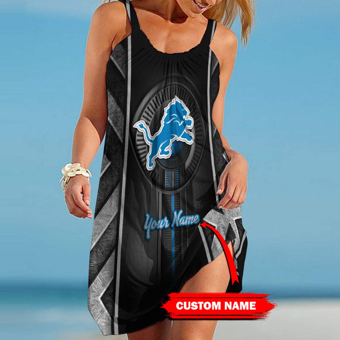 Detroit Lions Personalized Beach Dress BG409