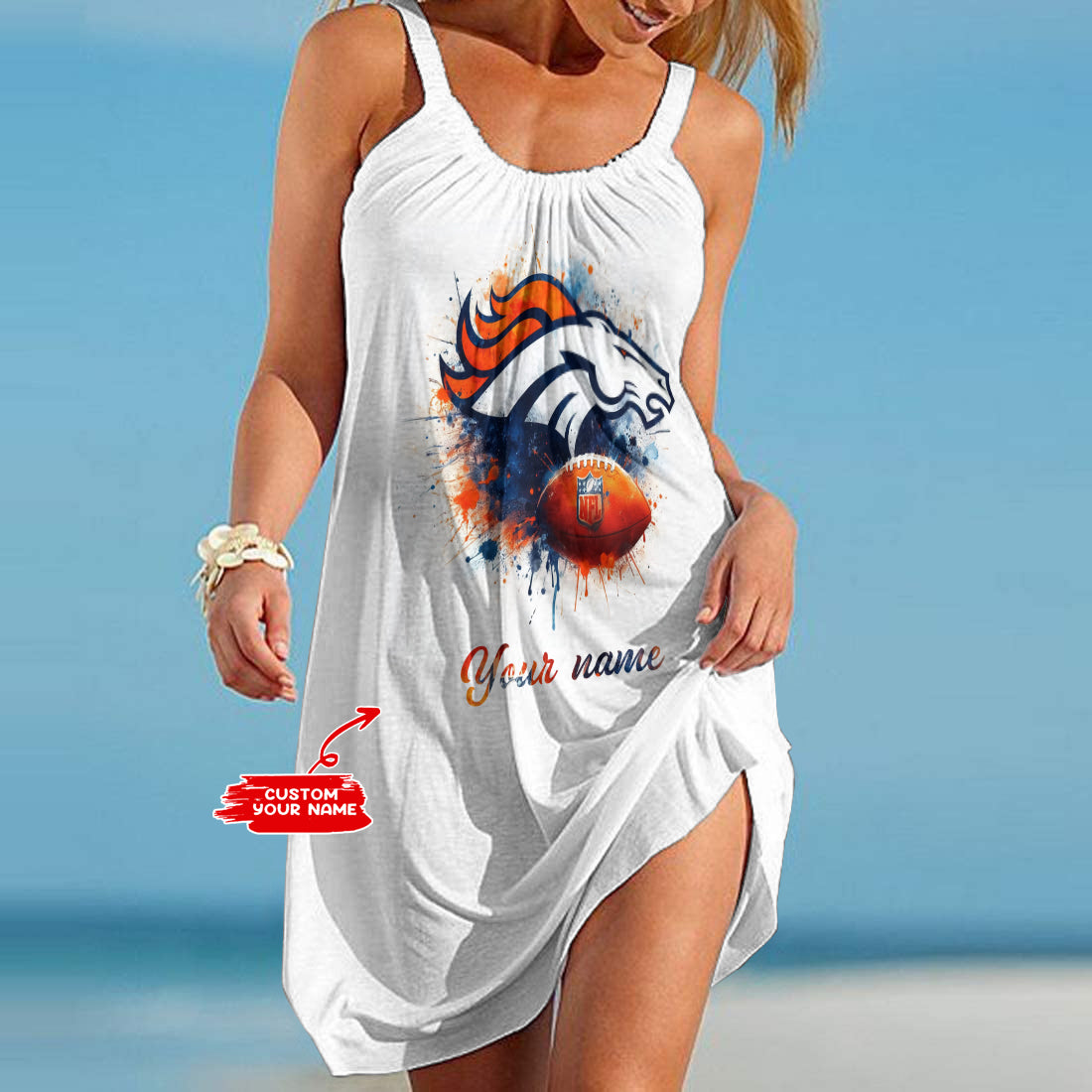 Denver Broncos Personalized Beach Dress BGSLLBD591