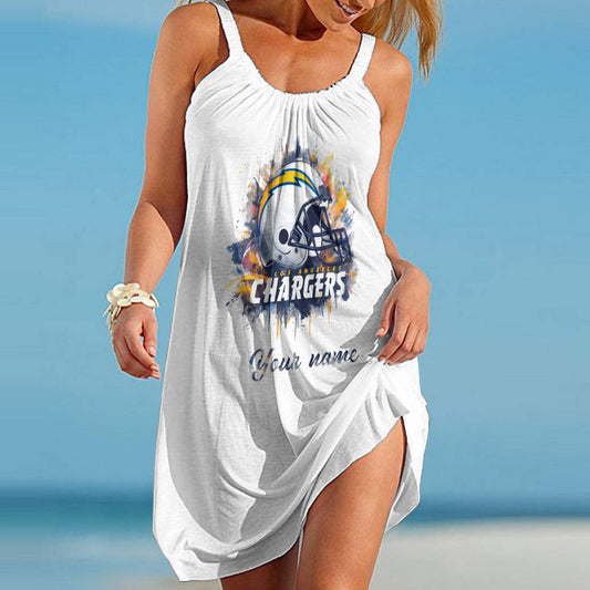 Los Angeles Chargers Personalized Beach Dress BGSLLBD593