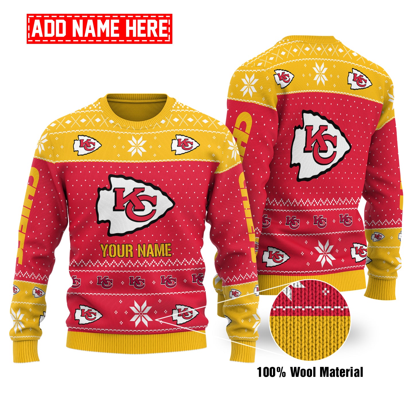 Kansas City Chiefs Personalized Woolen Sweater BGSWT110
