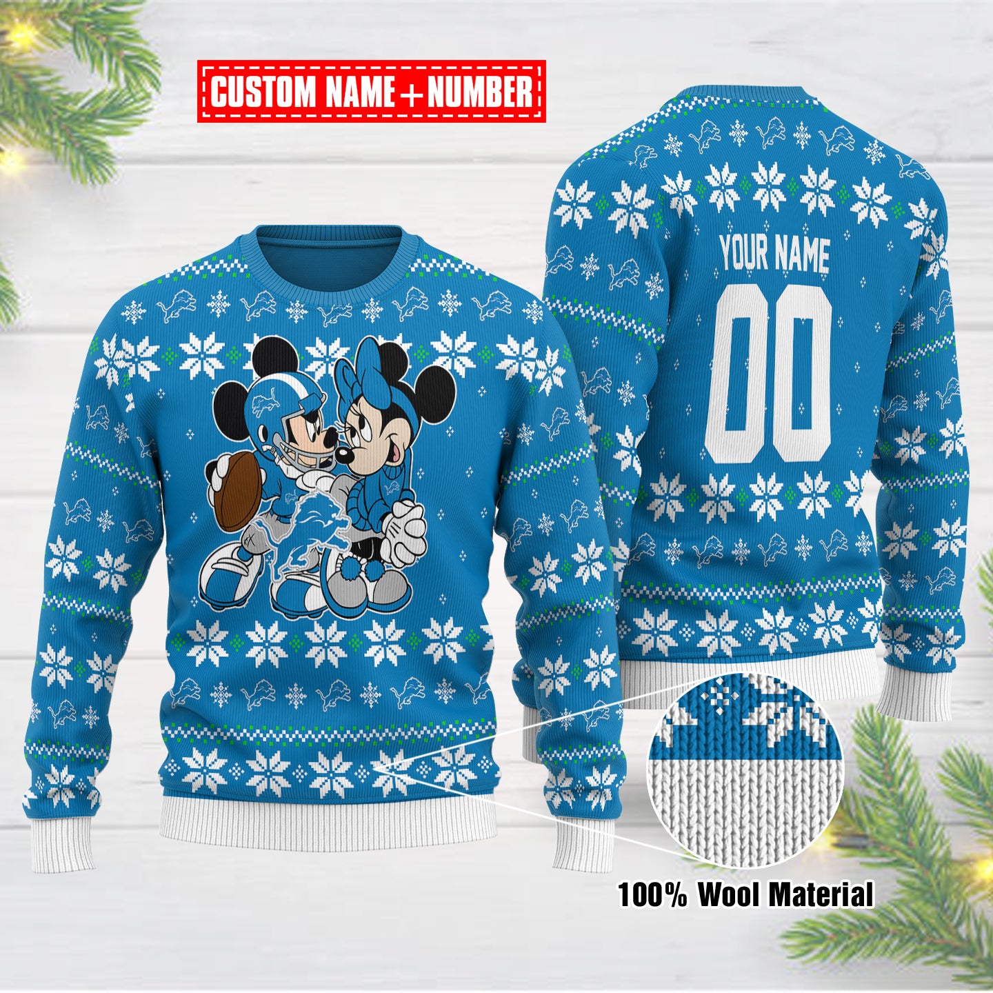 Detroit Lions Personalized Woolen Sweater BGSWT147