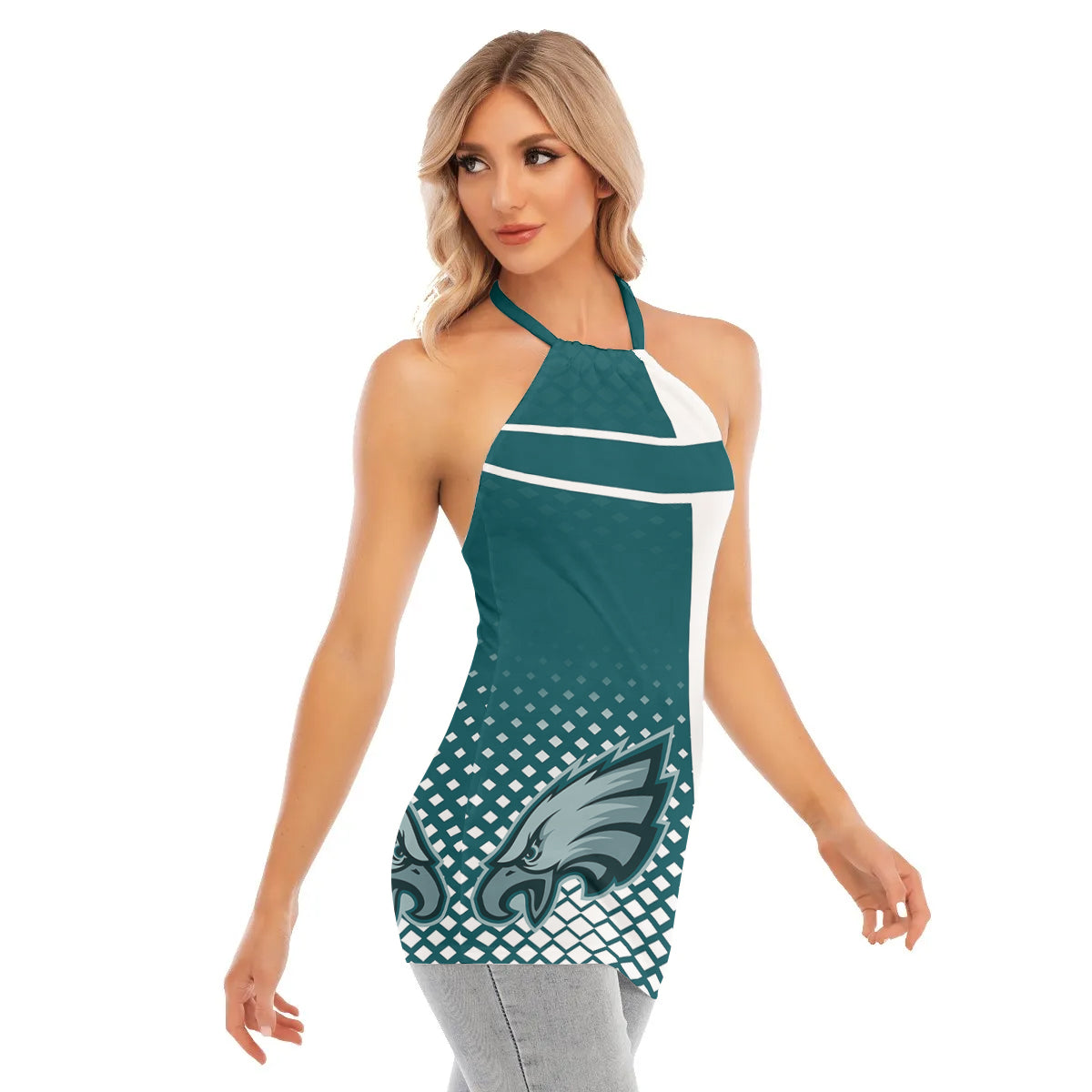 Philadelphia Eagles Personalized Women Neck Tie Back Sleeveless Halter Tops BG006