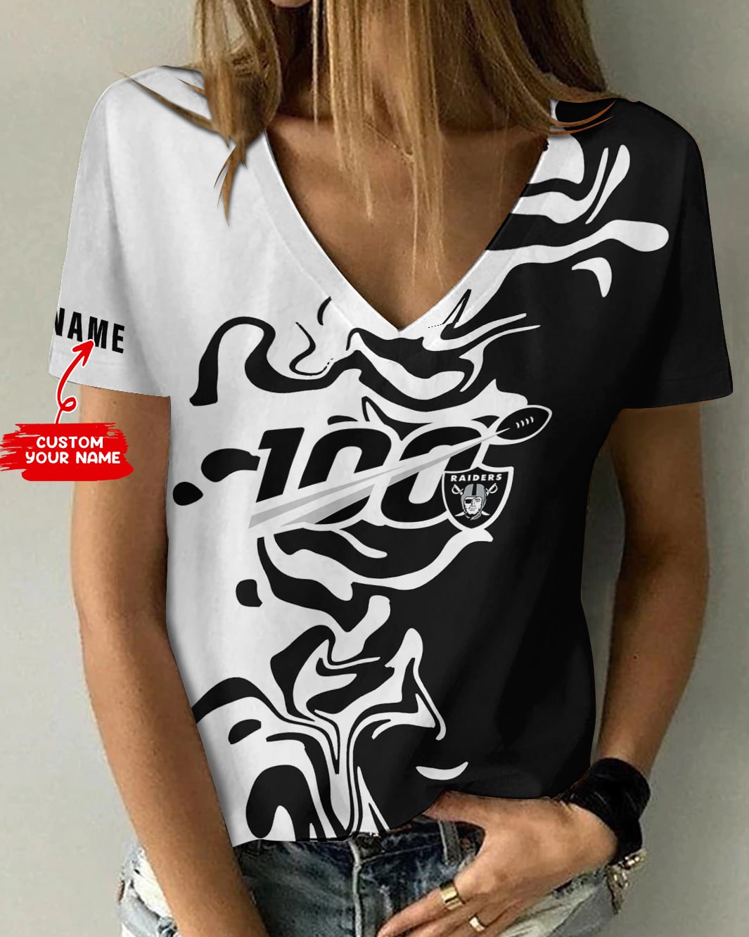 Las Vegas Raiders Personalized V-neck Women T-shirt BG580