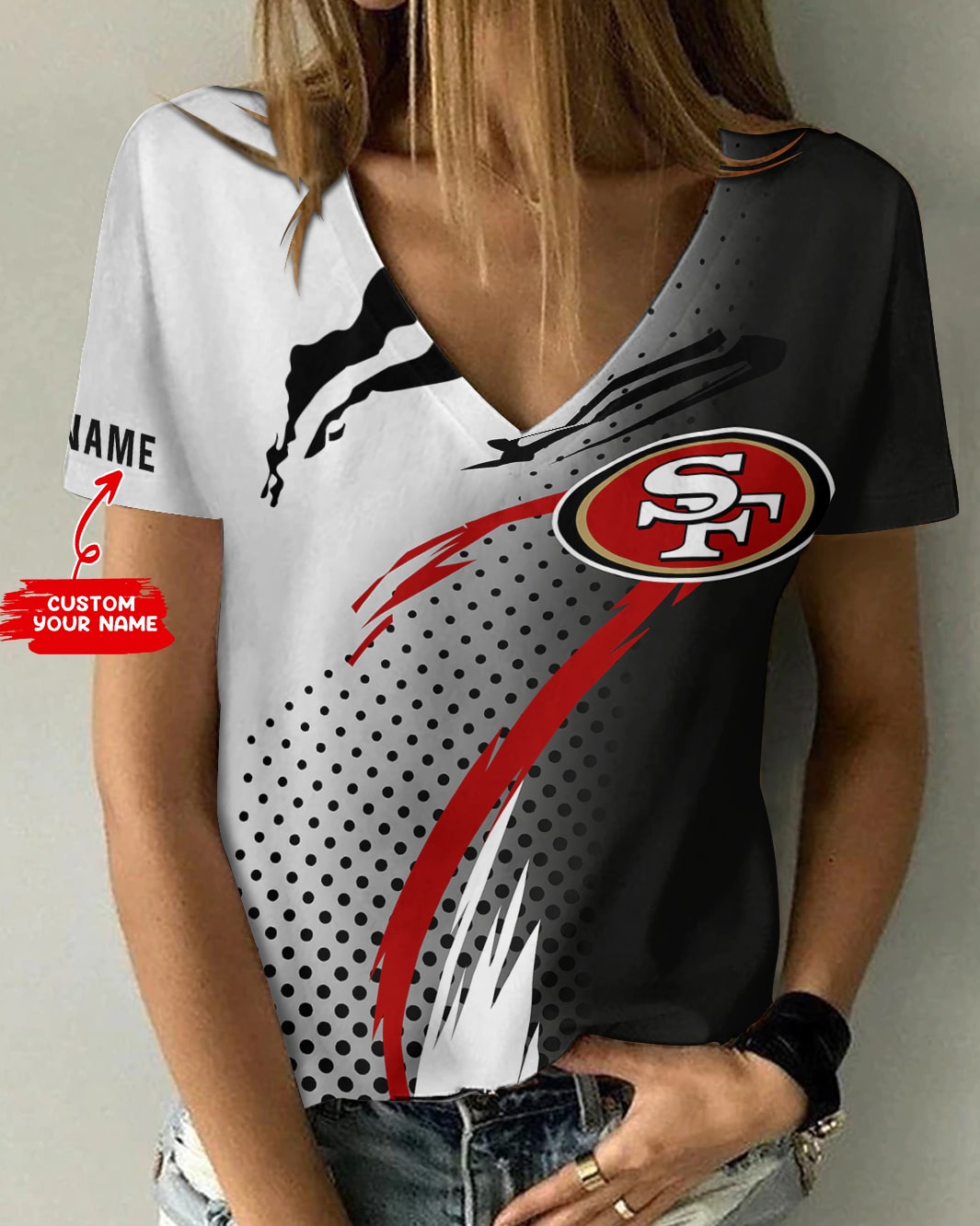 San Francisco 49ers Personalized V-neck Women T-shirt BG632