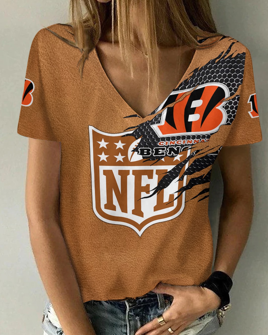Cincinnati Bengals V-neck Women T-shirt BG828