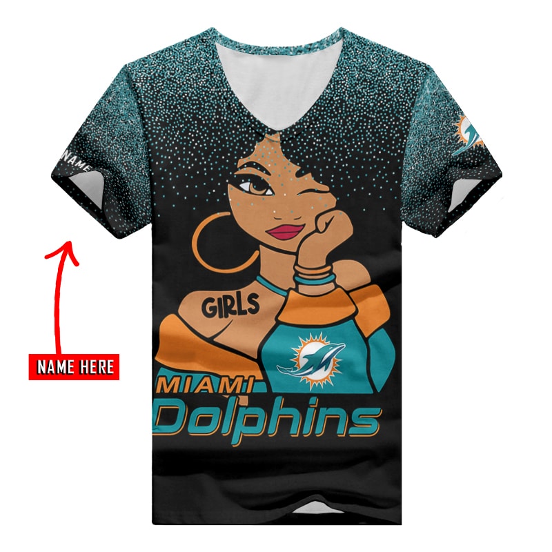 Miami Dolphins Personalized V-neck Women T-shirt BG844