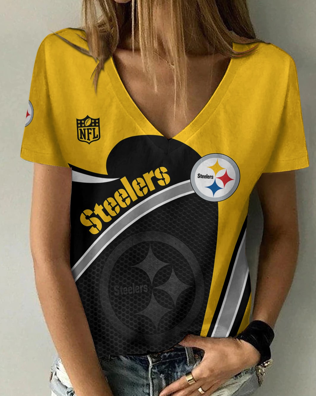 Pittsburgh Steelers V-neck Women T-shirt BG867