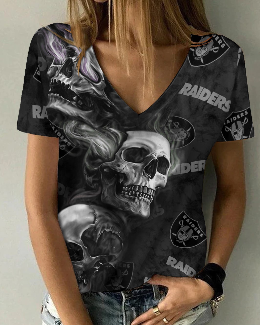 Las Vegas Raiders V-neck Women T-shirt BG875
