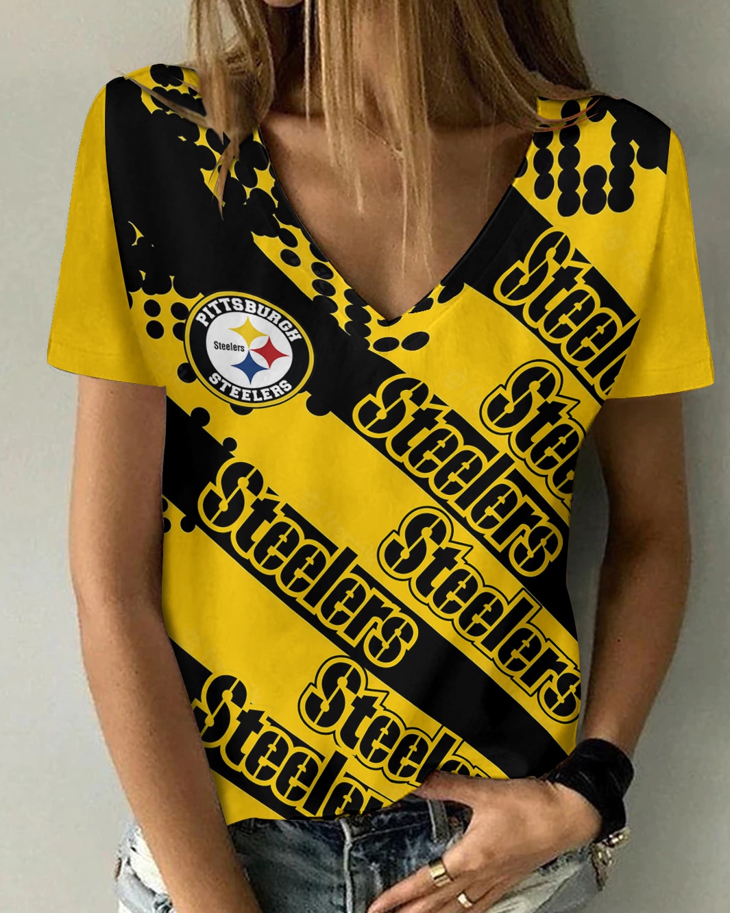 Pittsburgh Steelers V-neck Women T-shirt BG878