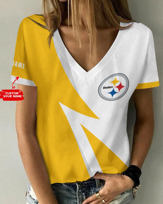 Pittsburgh Steelers Personalized V-neck Women T-shirt BG906