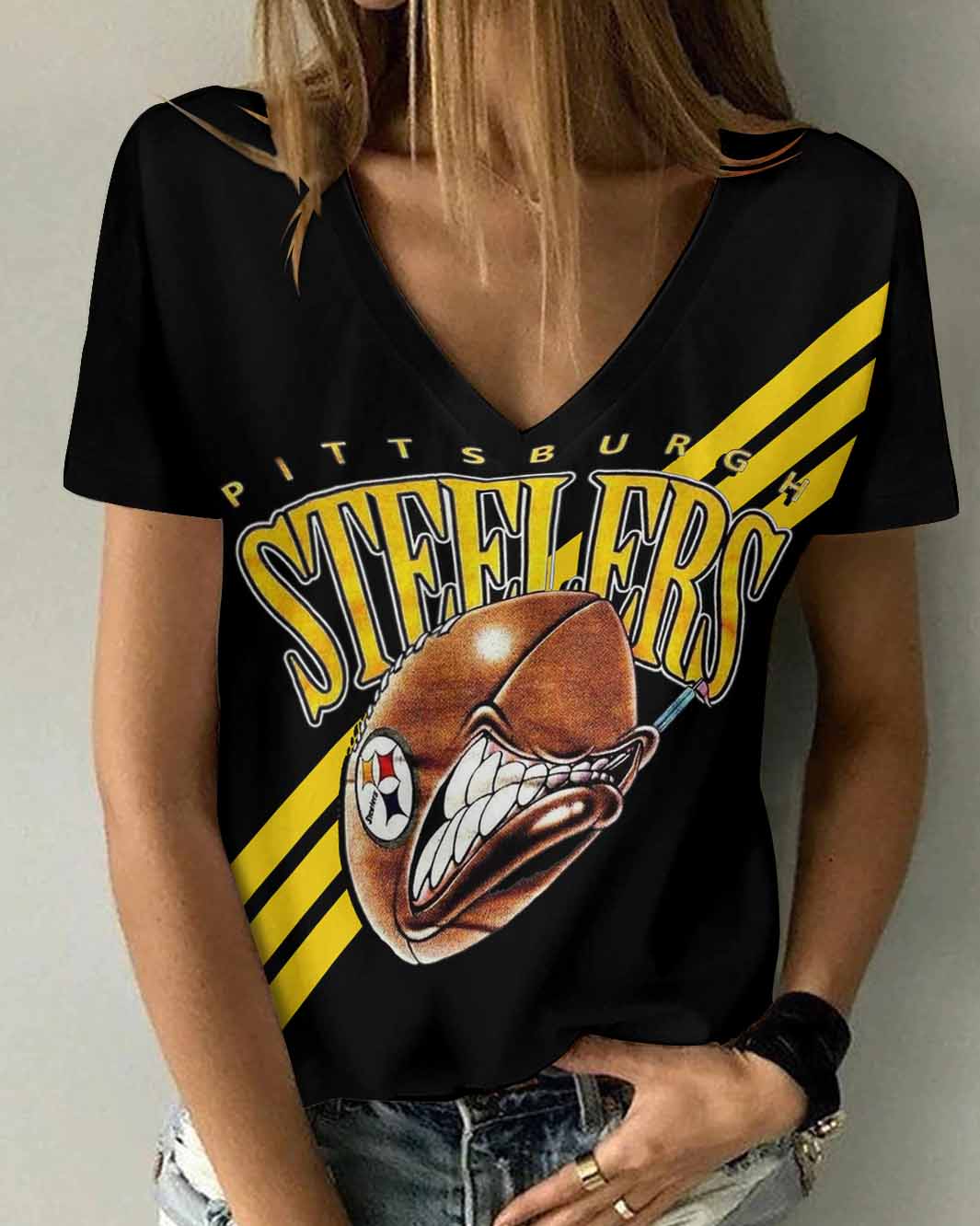 Pittsburgh Steelers V-neck Women T-shirt BG946