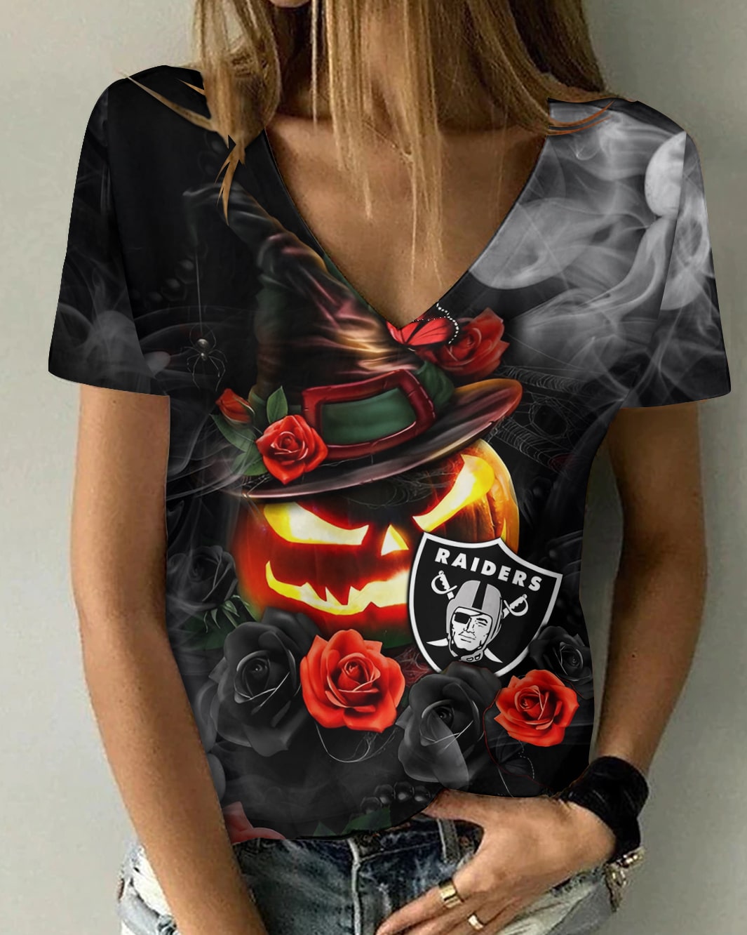 Las Vegas Raiders V-neck Women T-shirt BG970