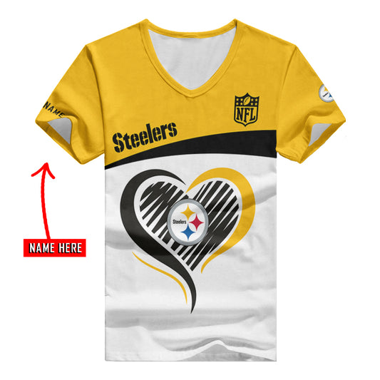 Pittsburgh Steelers Personalized V-neck Women T-shirt BG993