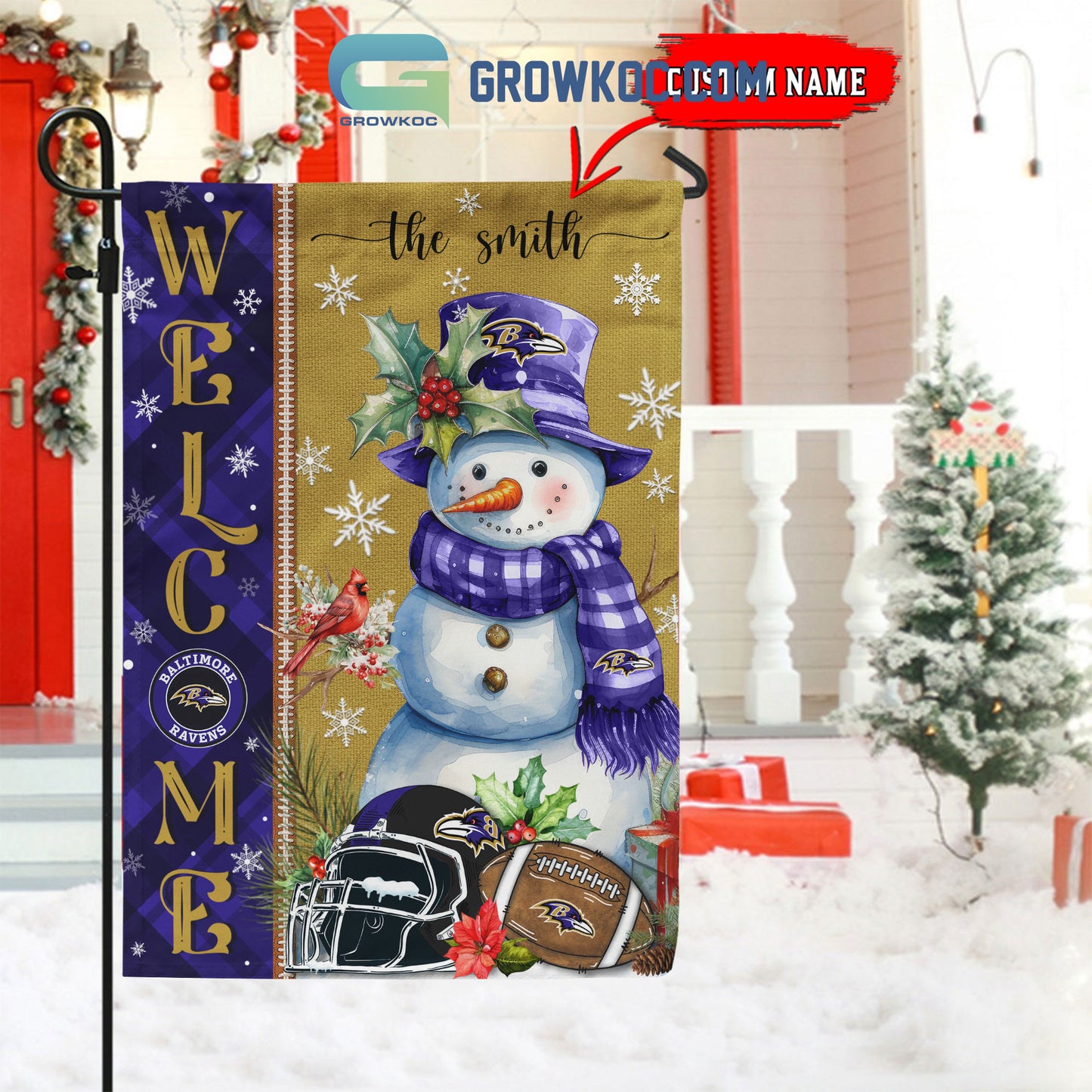 Baltimore Ravens Christmas Personalized Flag BGFLAG522
