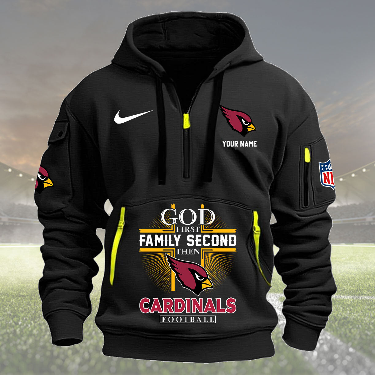 Arizona Cardinals Personalized Quarter Zip Hoodie New Collection AZBTQZH000241