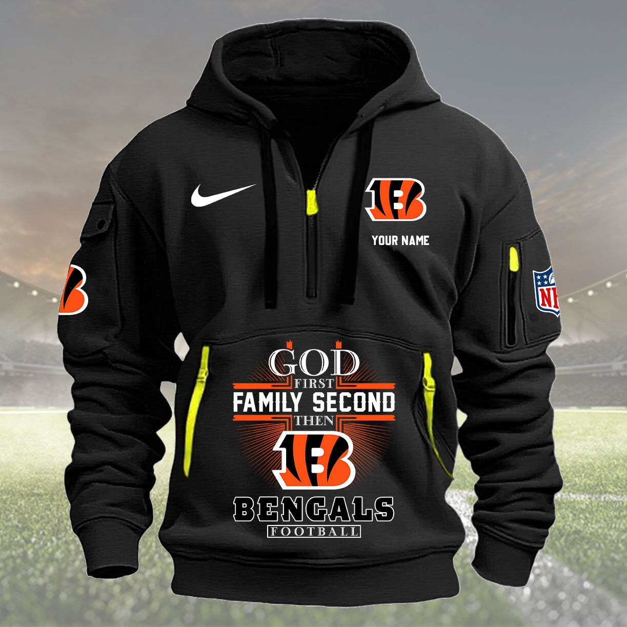 Cincinnati Bengals Personalized Quarter Zip Hoodie New Collection AZBTQZH000247