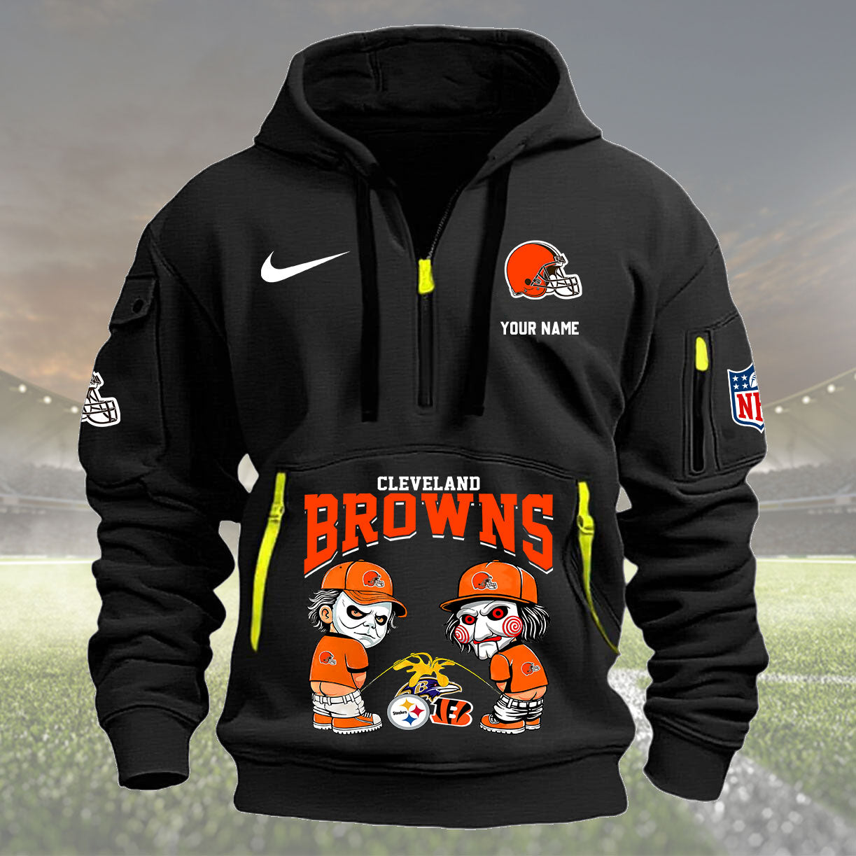 Cleveland Browns Personalized Quarter Zip Hoodie New Collection AZBTQZH000282