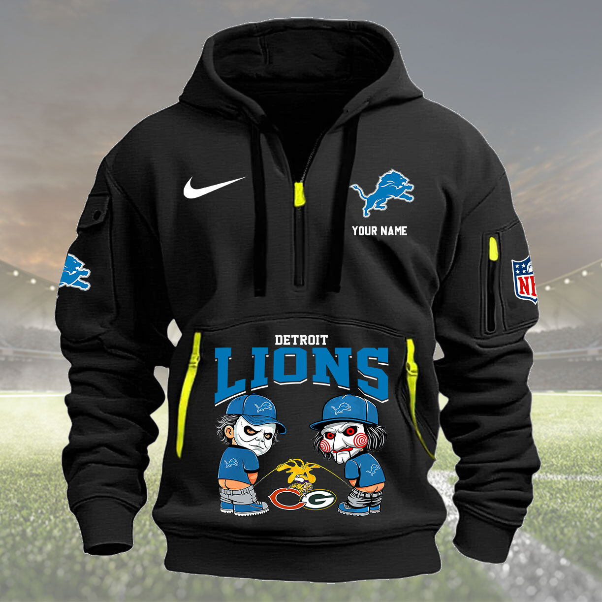 Detroit Lions Personalized Quarter Zip Hoodie New Collection AZBTQZH000285