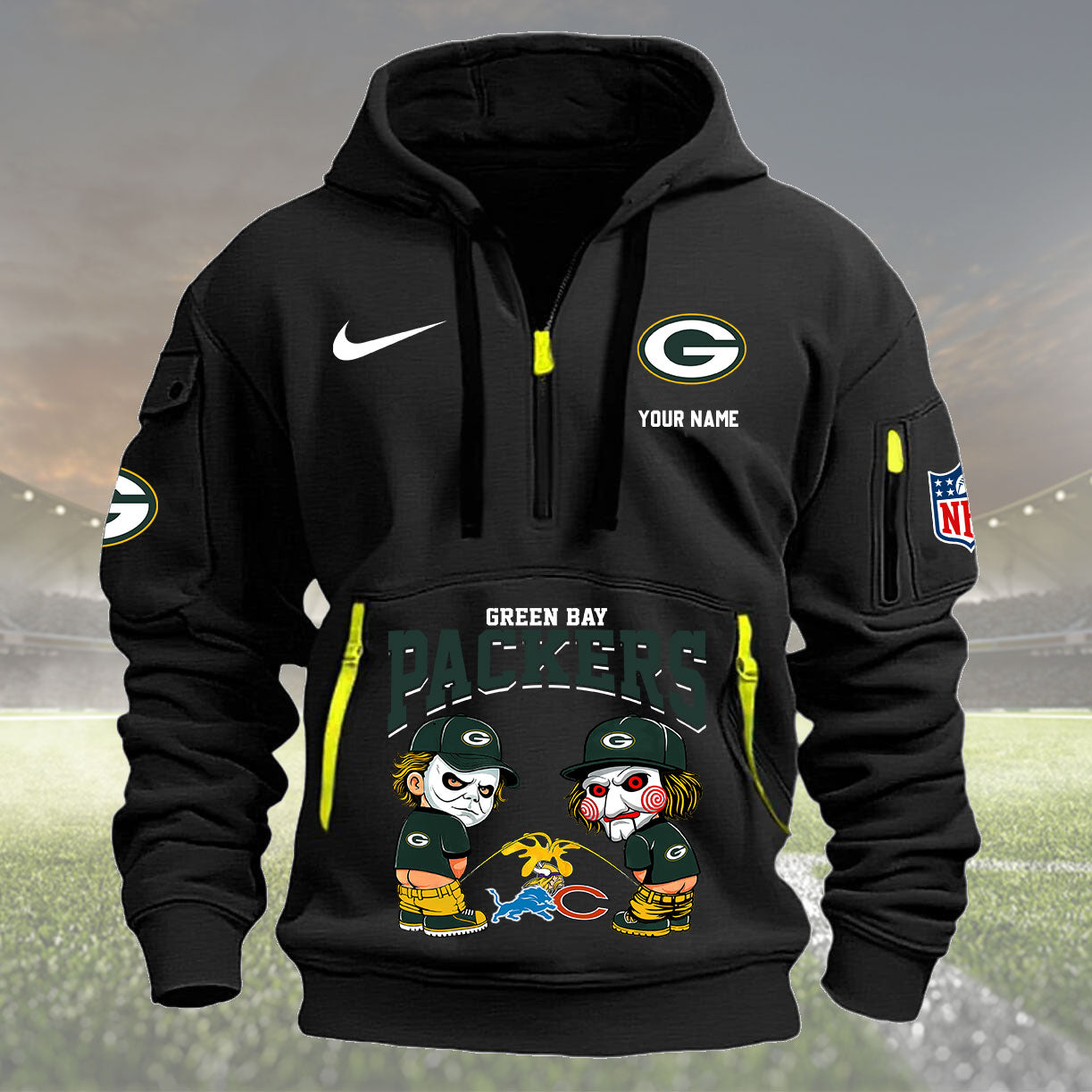 Green Bay Packers Personalized Quarter Zip Hoodie New Collection AZBTQZH000287