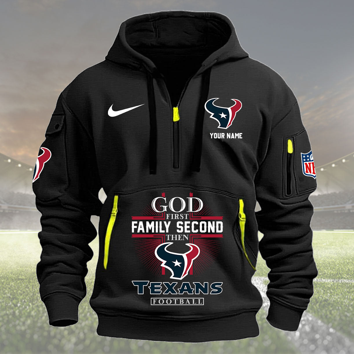 Houston Texans Personalized Quarter Zip Hoodie New Collection AZBTQZH000253