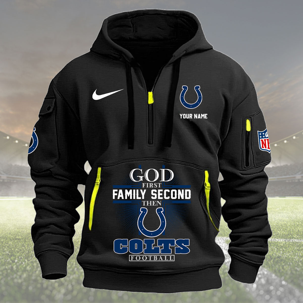 Indianapolis Colts Personalized Quarter Zip Hoodie New Collection AZBTQZH000254
