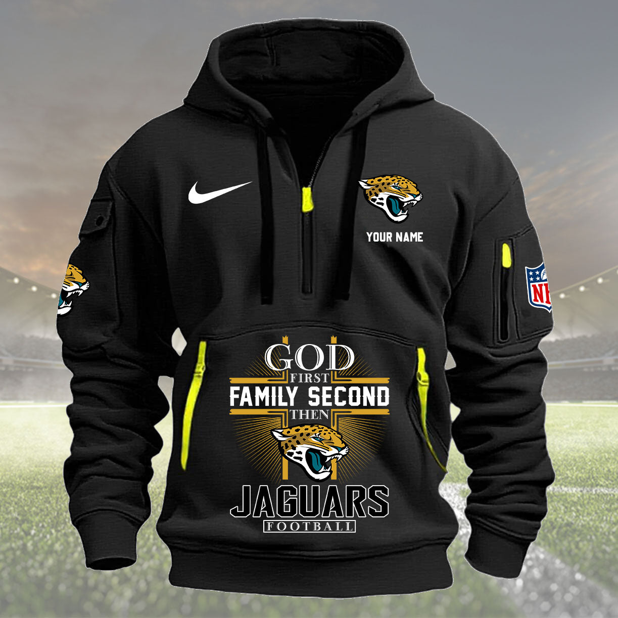 Jacksonville Jaguars Personalized Quarter Zip Hoodie New Collection AZBTQZH000255