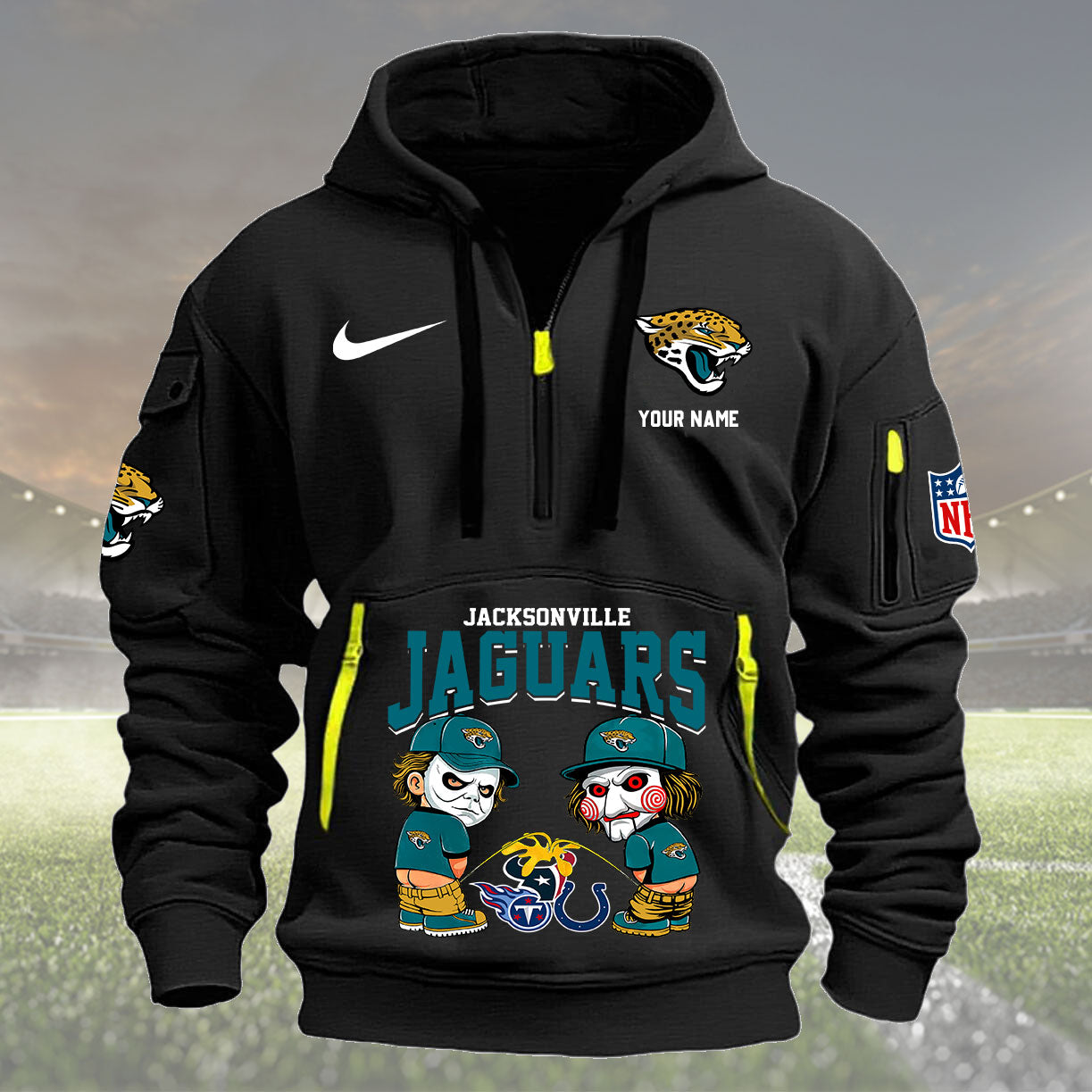 Jacksonville Jaguars Personalized Quarter Zip Hoodie New Collection AZBTQZH000289