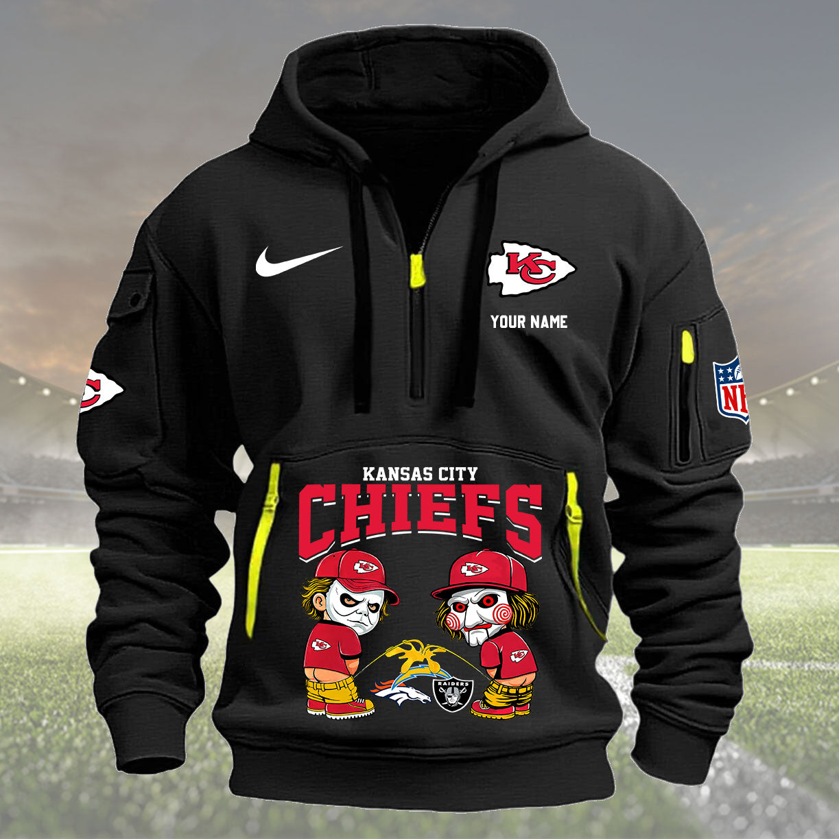Kansas City Chiefs Personalized Quarter Zip Hoodie New Collection AZBTQZH000290
