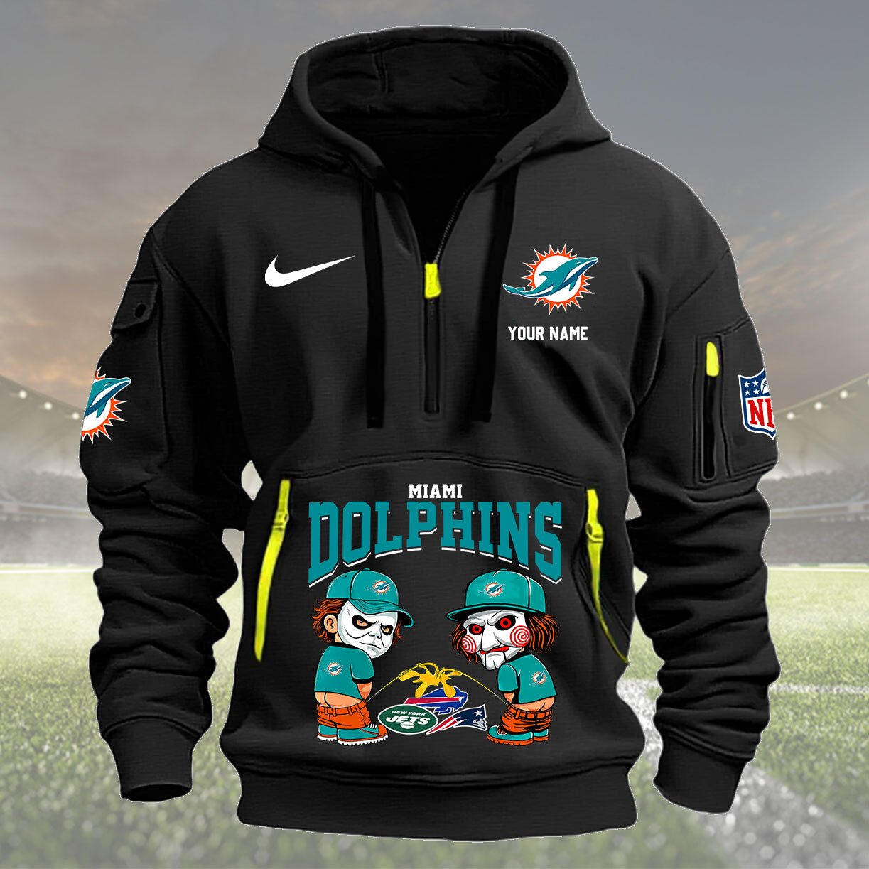 Miami Dolphins Personalized Quarter Zip Hoodie New Collection AZBTQZH000291