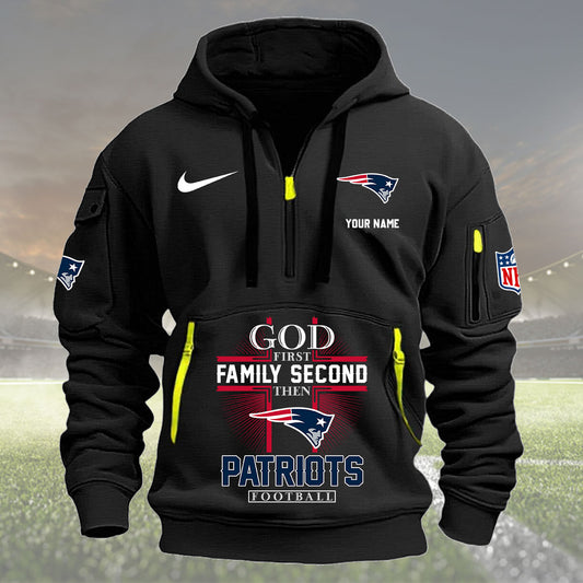 New England Patriots Personalized Quarter Zip Hoodie New Collection AZBTQZH000259