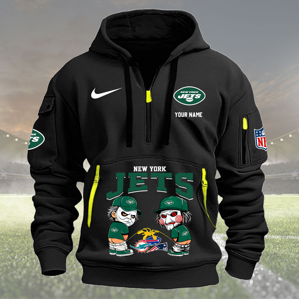 New York Jets Personalized Quarter Zip Hoodie New Collection AZBTQZH000296
