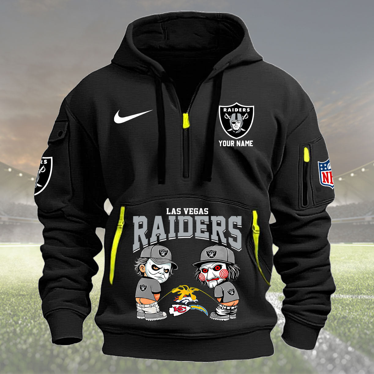 Las Vegas Raiders Personalized Quarter Zip Hoodie New Collection AZBTQZH000297