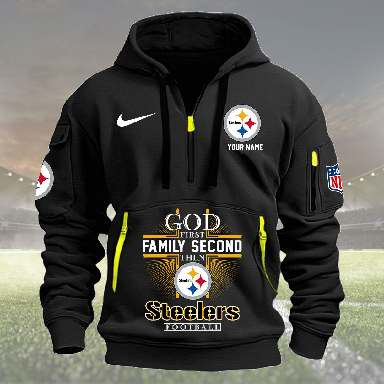 Pittsburgh Steelers Personalized Quarter Zip Hoodie New Collection AZBTQZH000265