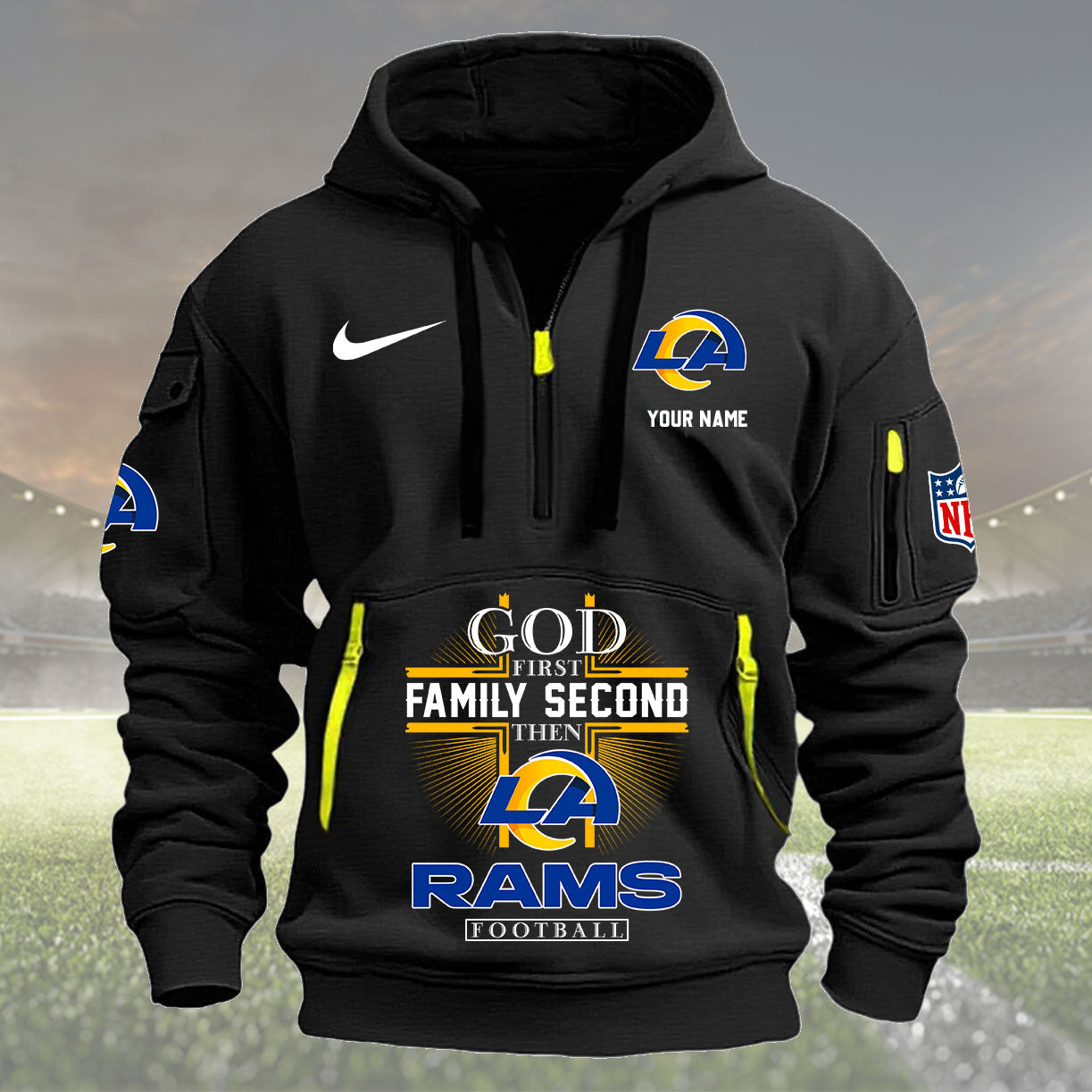 Los Angeles Rams Personalized Quarter Zip Hoodie New Collection AZBTQZH000266