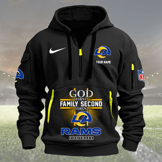 Los Angeles Rams Personalized Quarter Zip Hoodie New Collection AZBTQZH000266