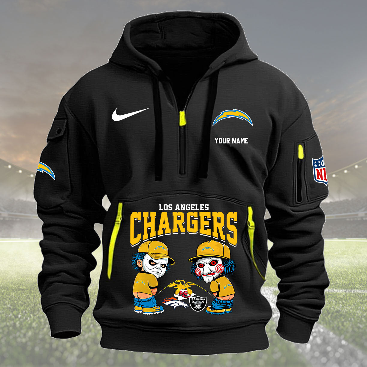 Los Angeles Chargers Personalized Quarter Zip Hoodie New Collection AZBTQZH000301