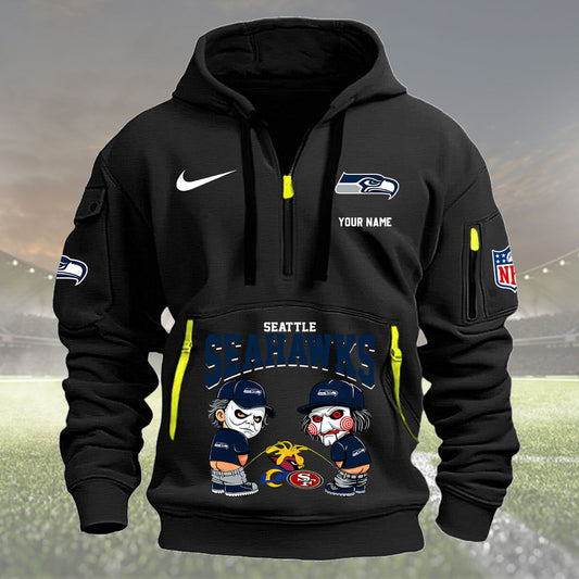 Seattle Seahawks Personalized Quarter Zip Hoodie New Collection AZBTQZH000303