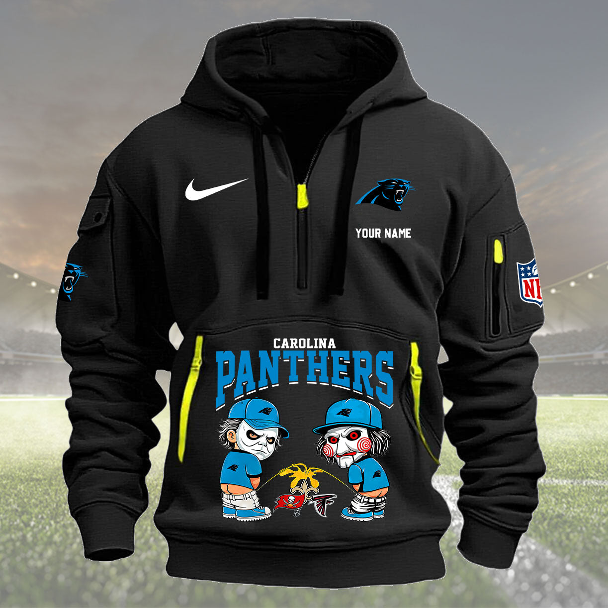 Carolina Panthers Personalized Quarter Zip Hoodie New Collection AZBTQZH000278