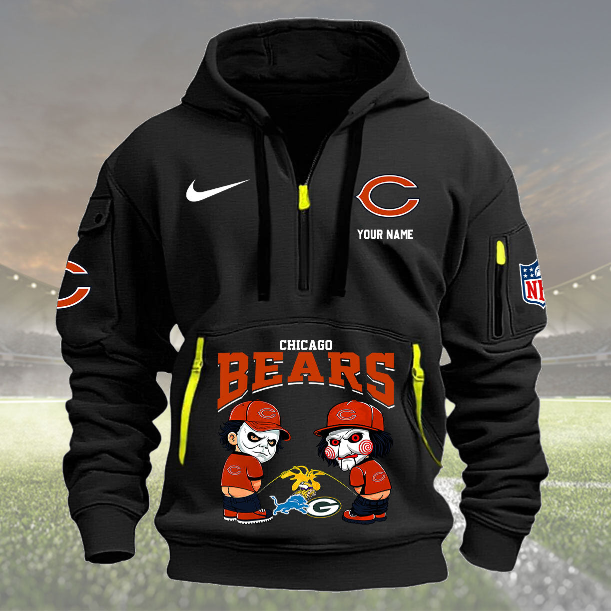 Chicago Bears Personalized Quarter Zip Hoodie New Collection AZBTQZH000280