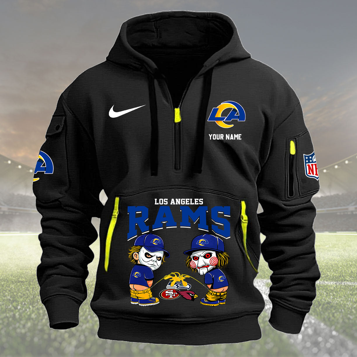 Los Angeles Rams Personalized Quarter Zip Hoodie New Collection AZBTQZH000300