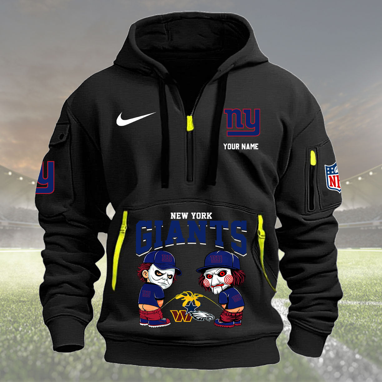 New York Giants Personalized Quarter Zip Hoodie New Collection AZBTQZH000295