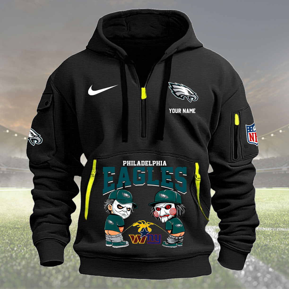 Philadelphia Eagles Personalized Quarter Zip Hoodie New Collection AZBTQZH000298